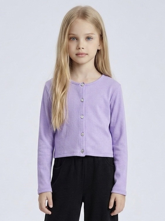 Großhändler Mini Mignon Paris - Geripptes Baumwoll-Top/Cardigan mit langen Ärmeln für Mädchen