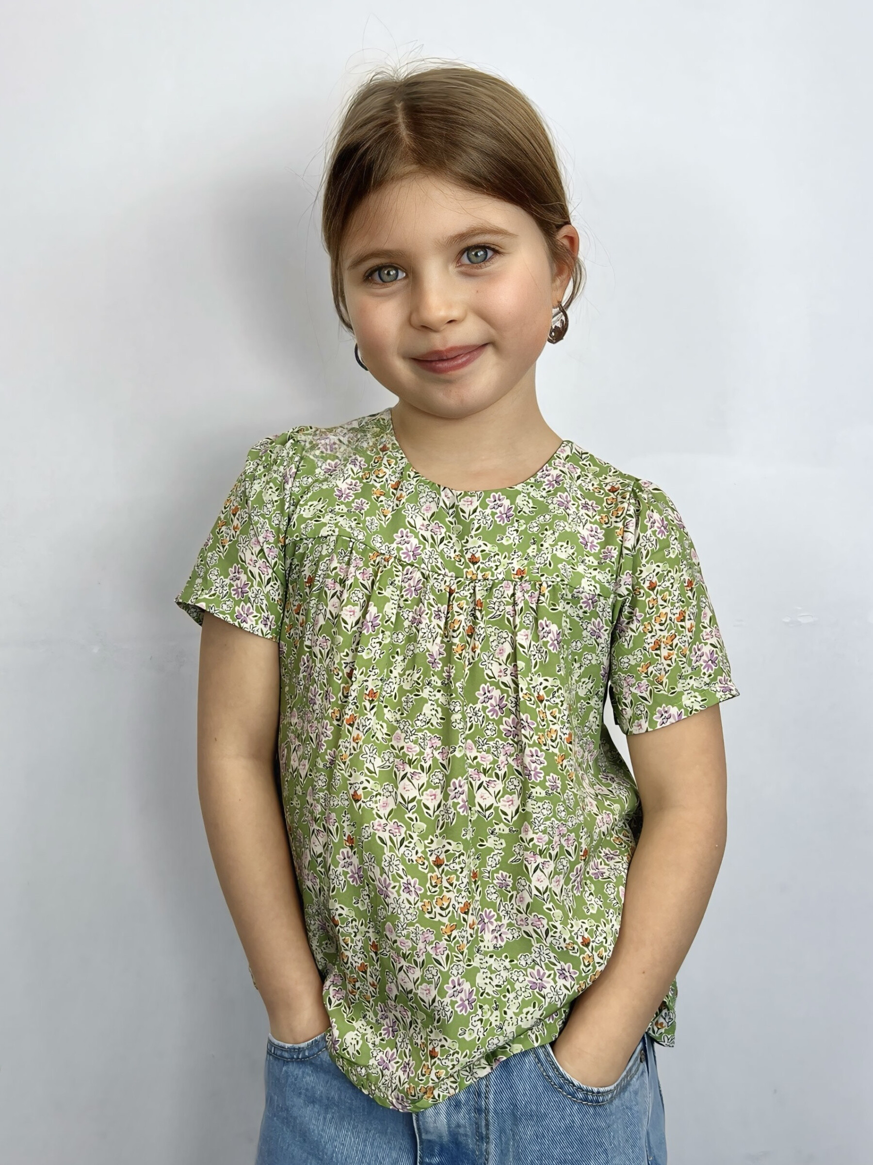 Grossista Mini Mignon Paris - Top in fiori Liberty con maniche corte per ragazze