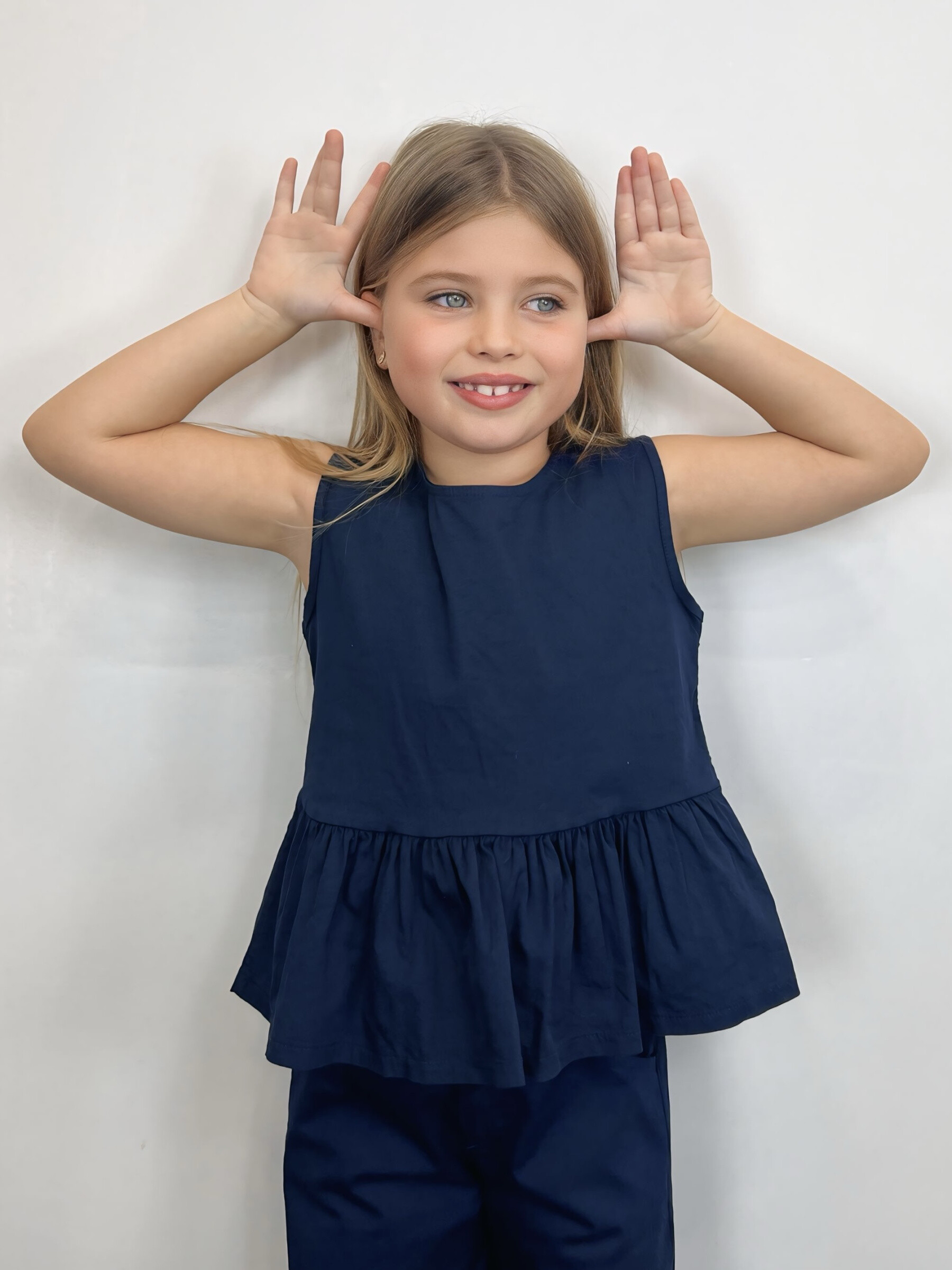 Grossista Mini Mignon Paris - Top smanicato in cotone con volant per bambina