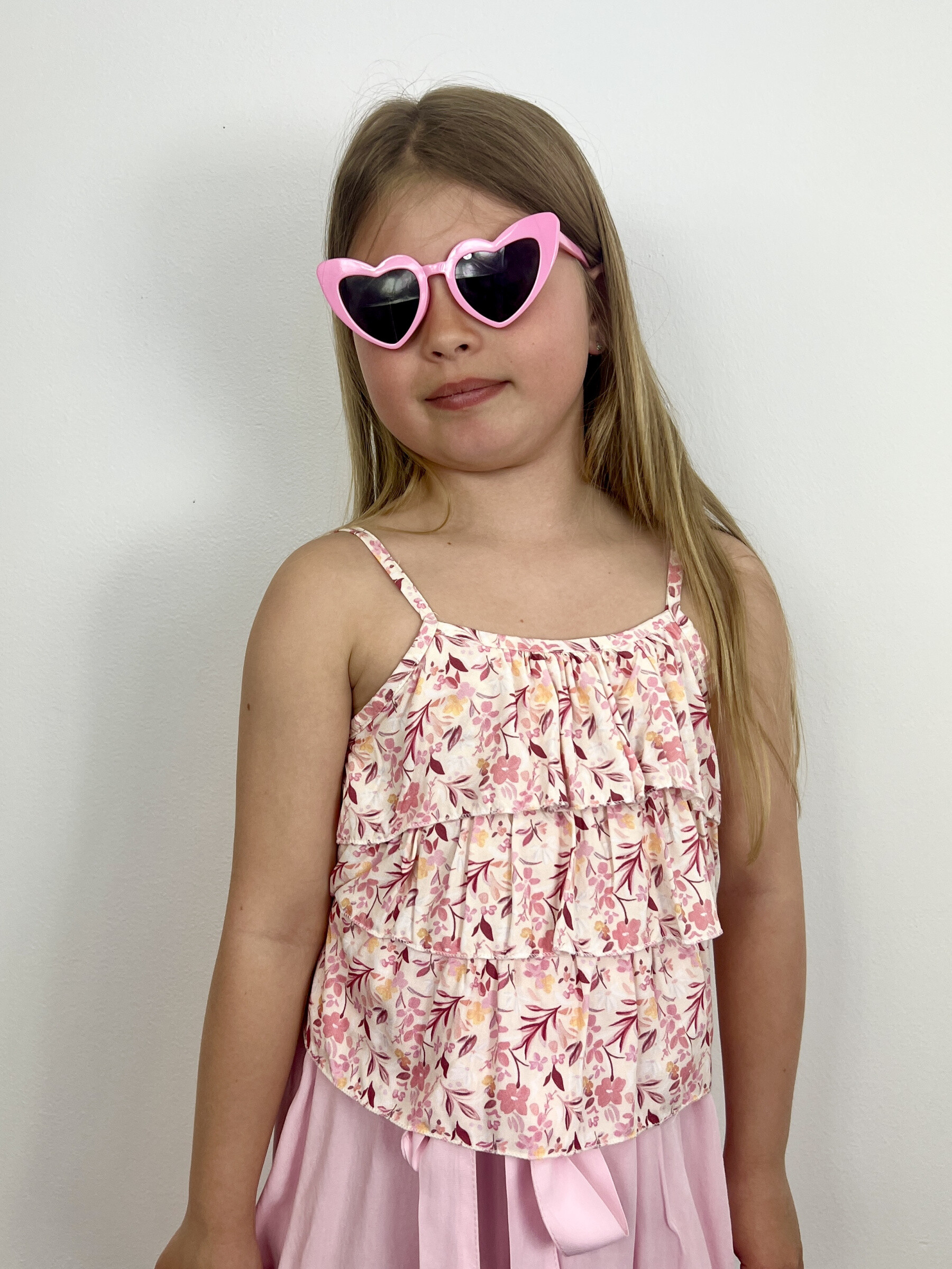 Wholesaler Mini Mignon Paris - Floral top with straps and ruffles for girls