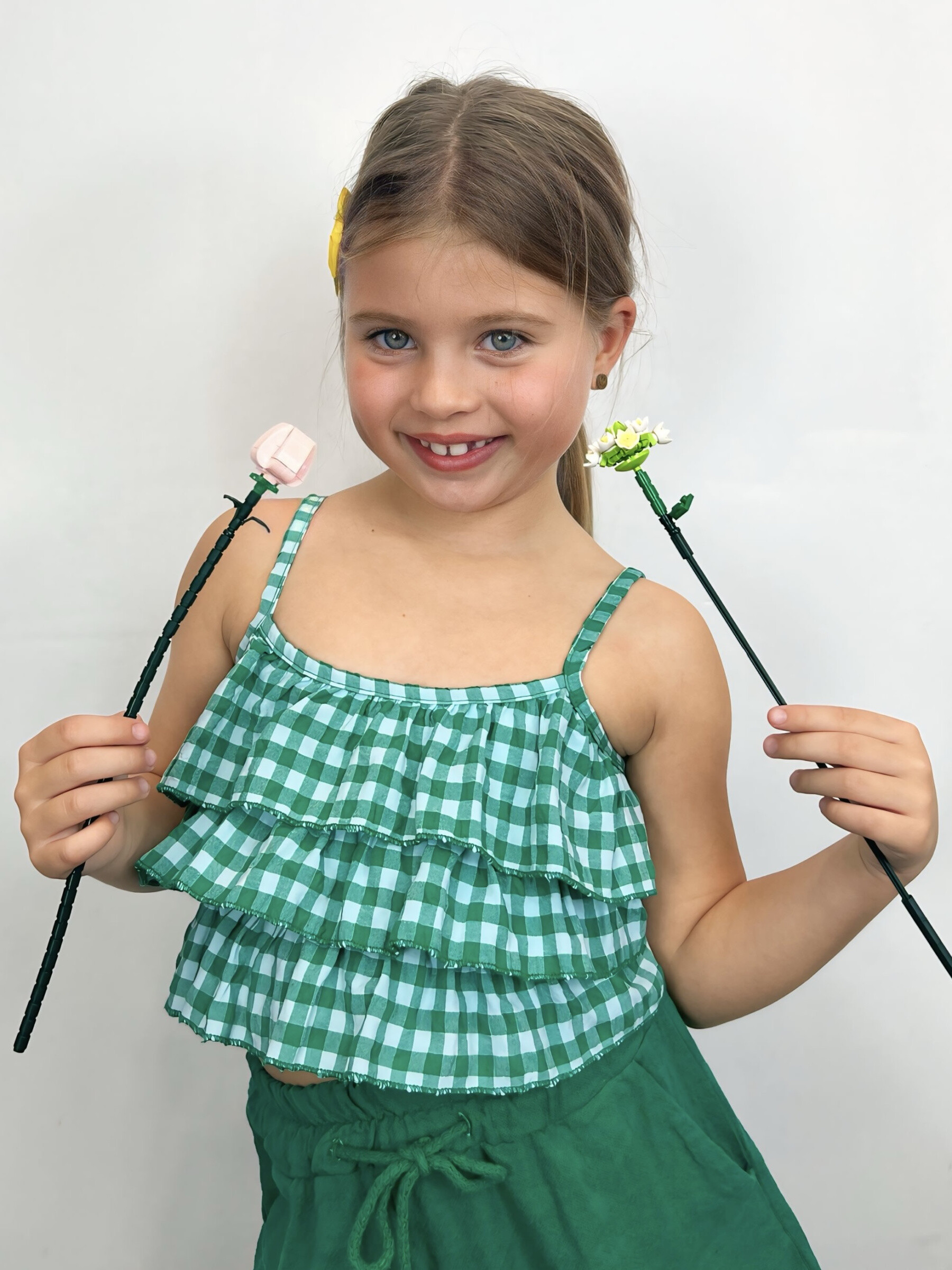 Grossista Mini Mignon Paris - Top a quadretti di cotone con spalline per bambina