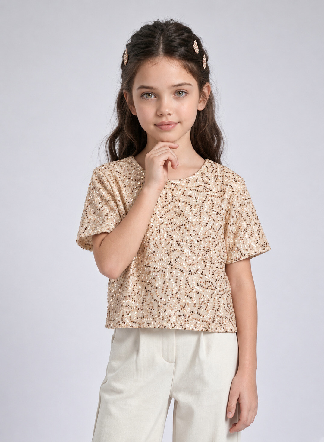 Mayorista Mini Mignon Paris - Top de terciopelo y lentejuelas perfecto para fiestas navideñas para niñas