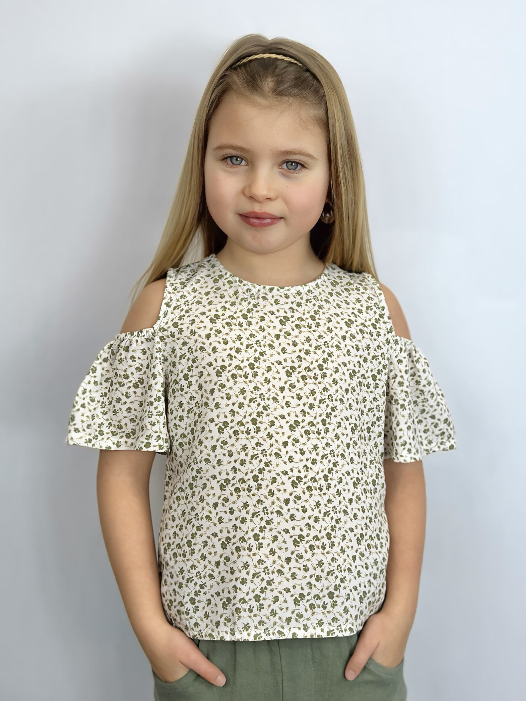 Grossista Mini Mignon Paris - Top floreale da bambina con spalle scoperte