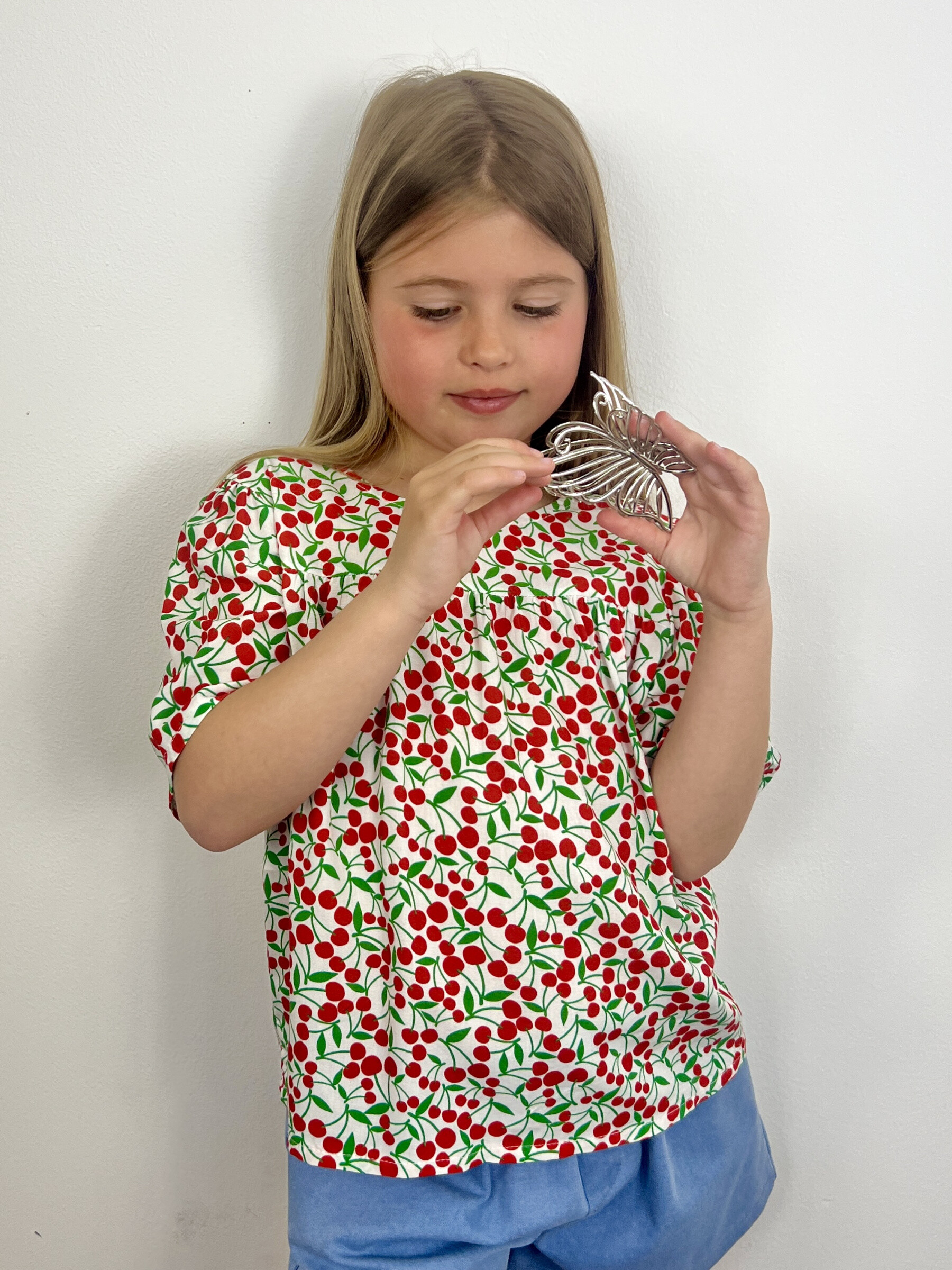 Wholesaler Mini Mignon Paris - Top floral print, lemon and cherry for girls