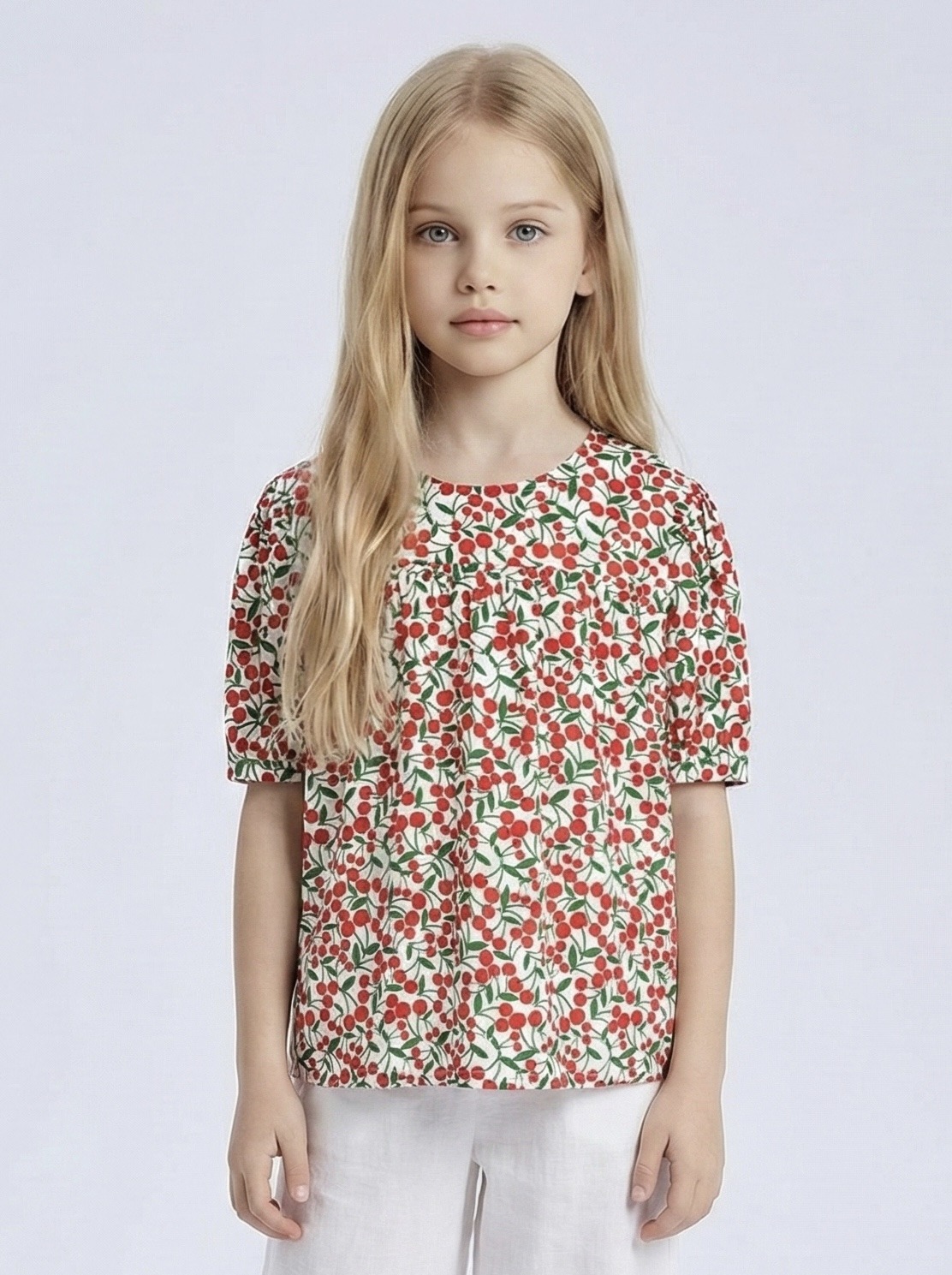 Wholesaler Mini Mignon Paris - Girls' floral and cherry print top