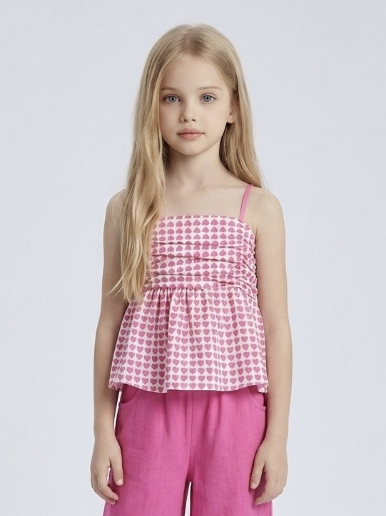 Großhändler Mini Mignon Paris - Mädchen-Top mit kleinen Herzen und verstellbaren Trägern
