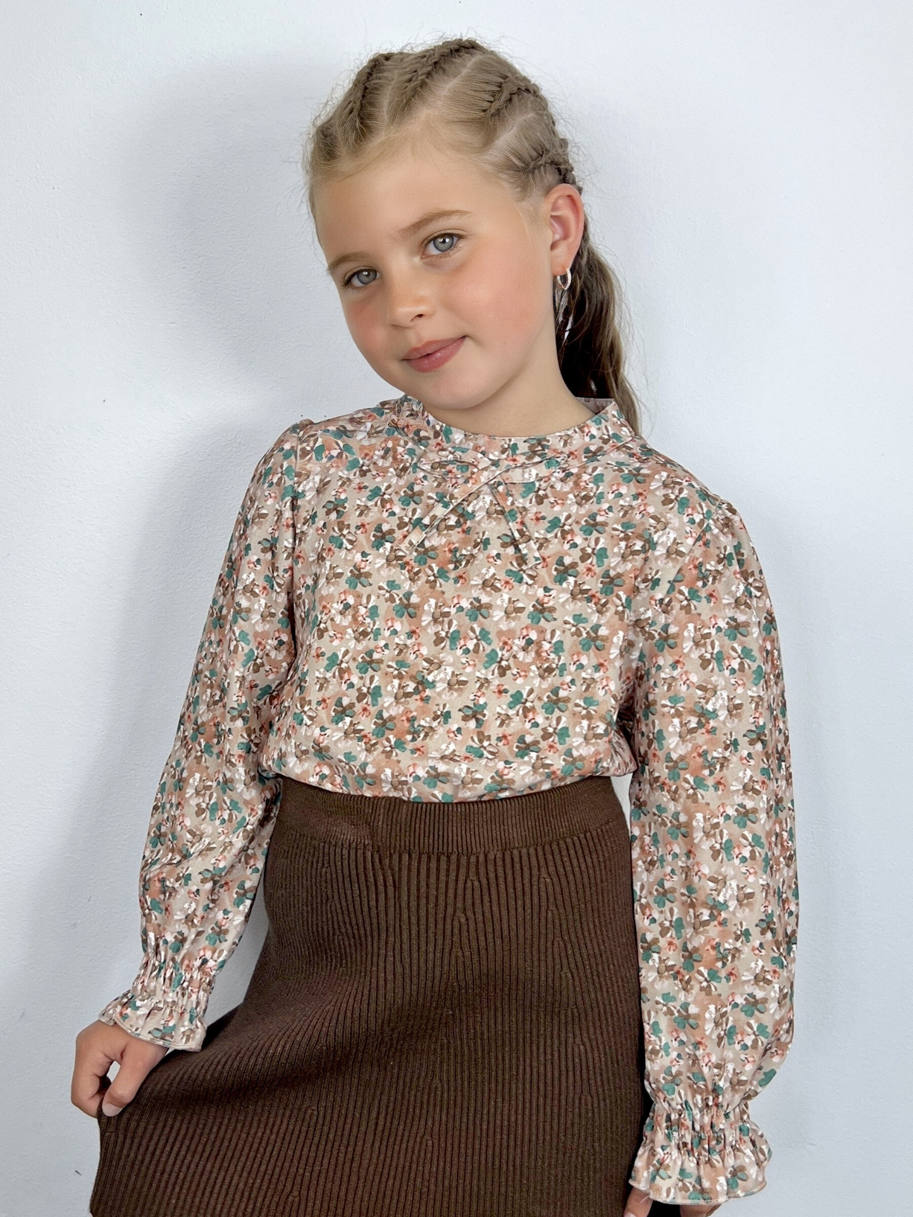 Großhändler Mini Mignon Paris - Geblümtes Top mit Schleife und Rüschen für Mädchen