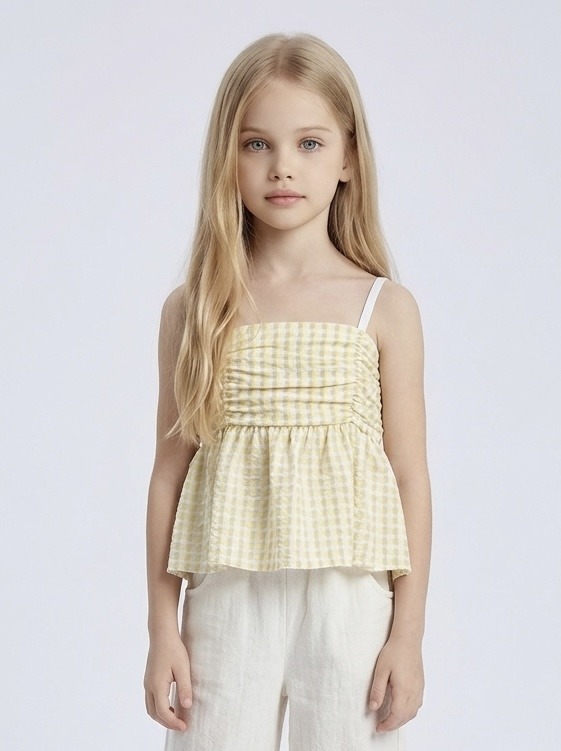 Grossiste Mini Mignon Paris - Top imprimé petits cœurs à bretelles ajustables pour fille