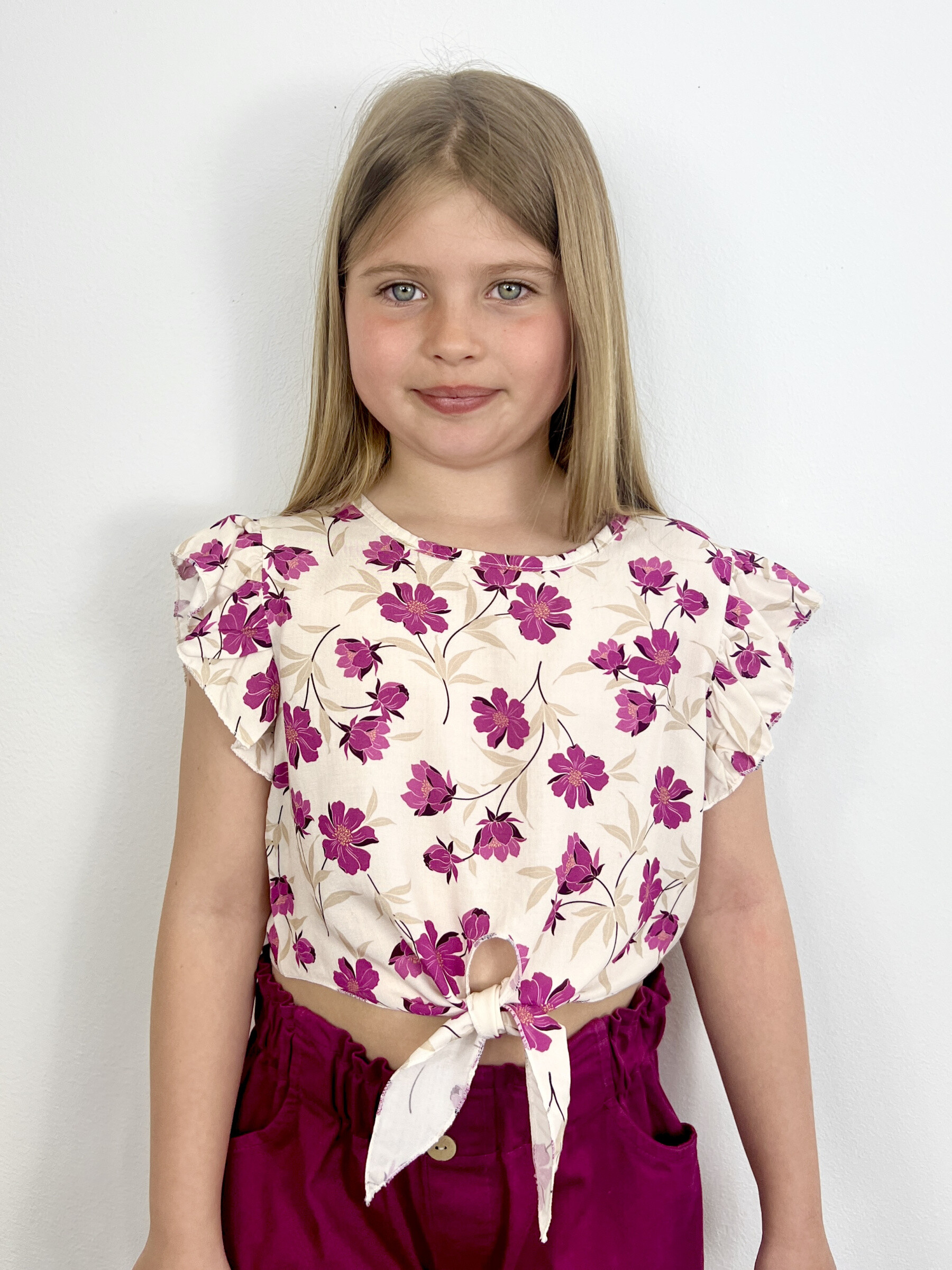 Wholesaler Mini Mignon Paris - Fleuri tied top for girls