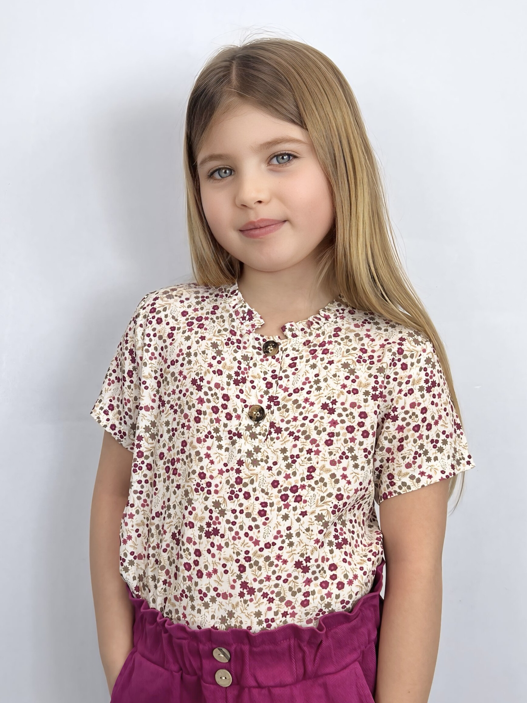 Mayorista Mini Mignon Paris - Top de manga corta con estampado floral liberty para niña