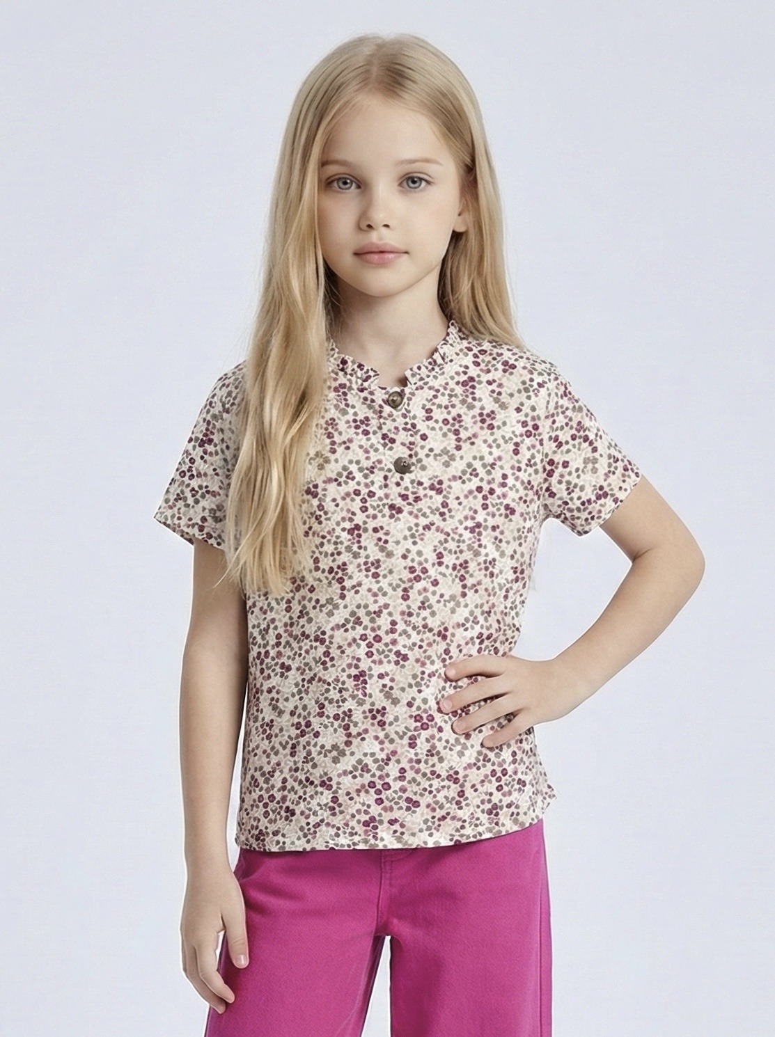 Wholesaler Mini Mignon Paris - Girls' short-sleeve top with liberty floral print