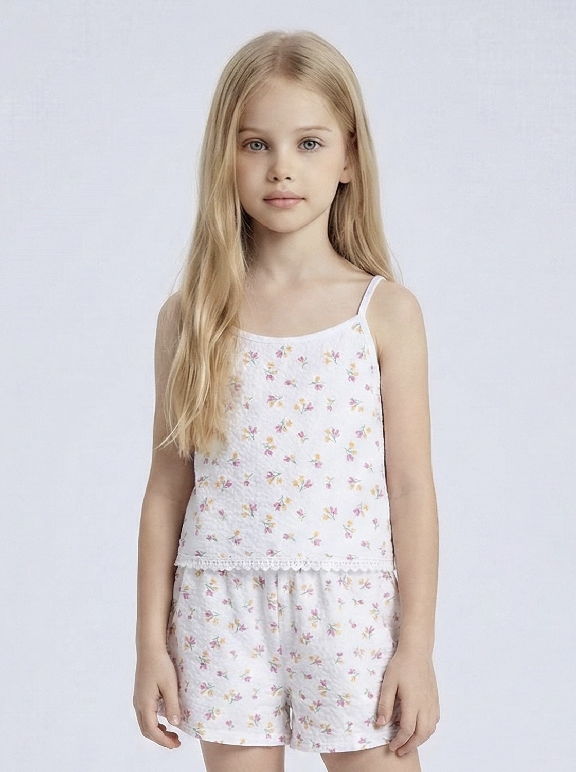 Grossiste Mini Mignon Paris - Top en gaze de coton imprimé pour fille