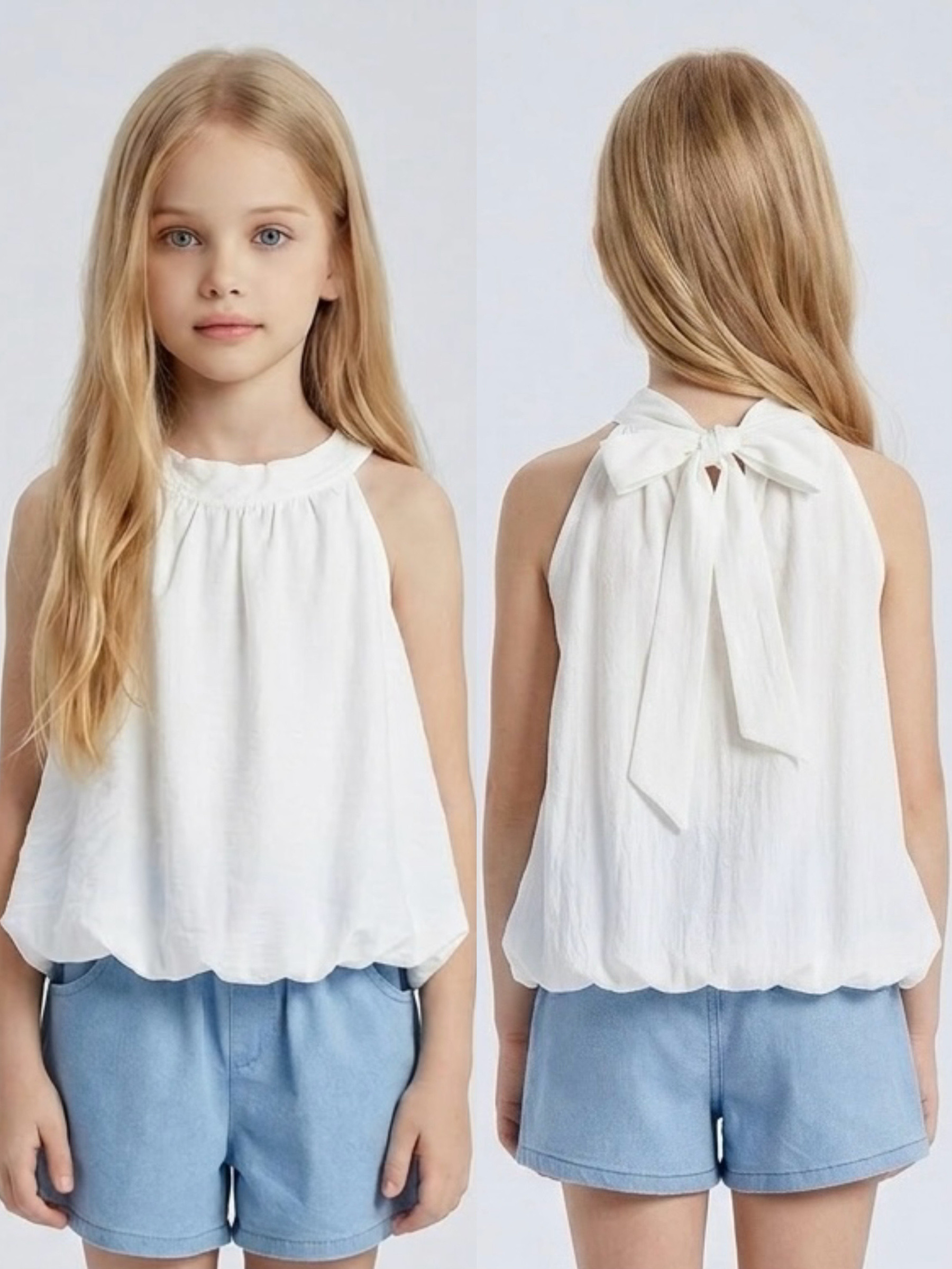 Großhändler Mini Mignon Paris - Ärmelloses Mädchentop zum Binden am Rücken