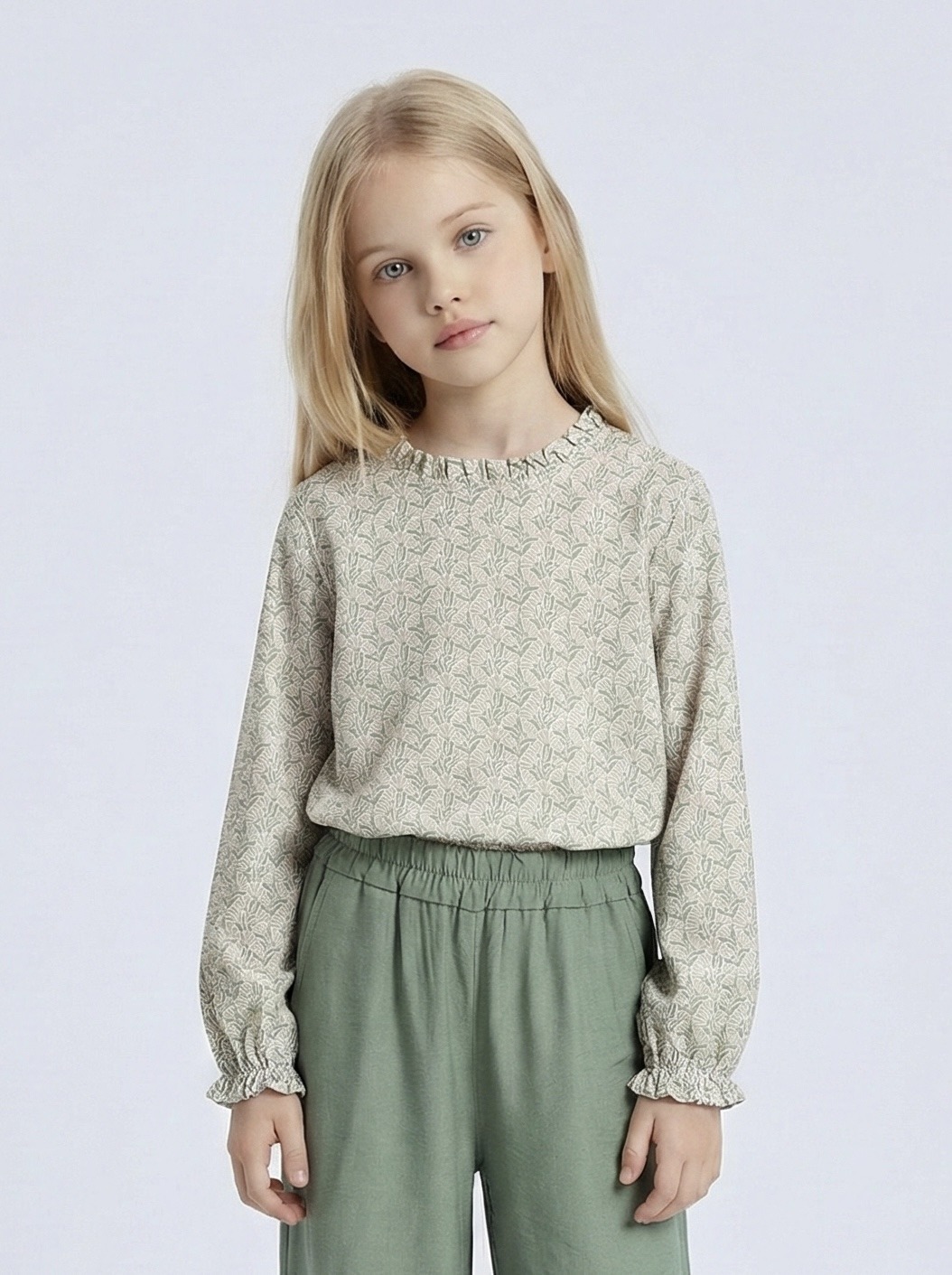 Mayorista Mini Mignon Paris - Top de algodón de manga larga con estampado floral para niña