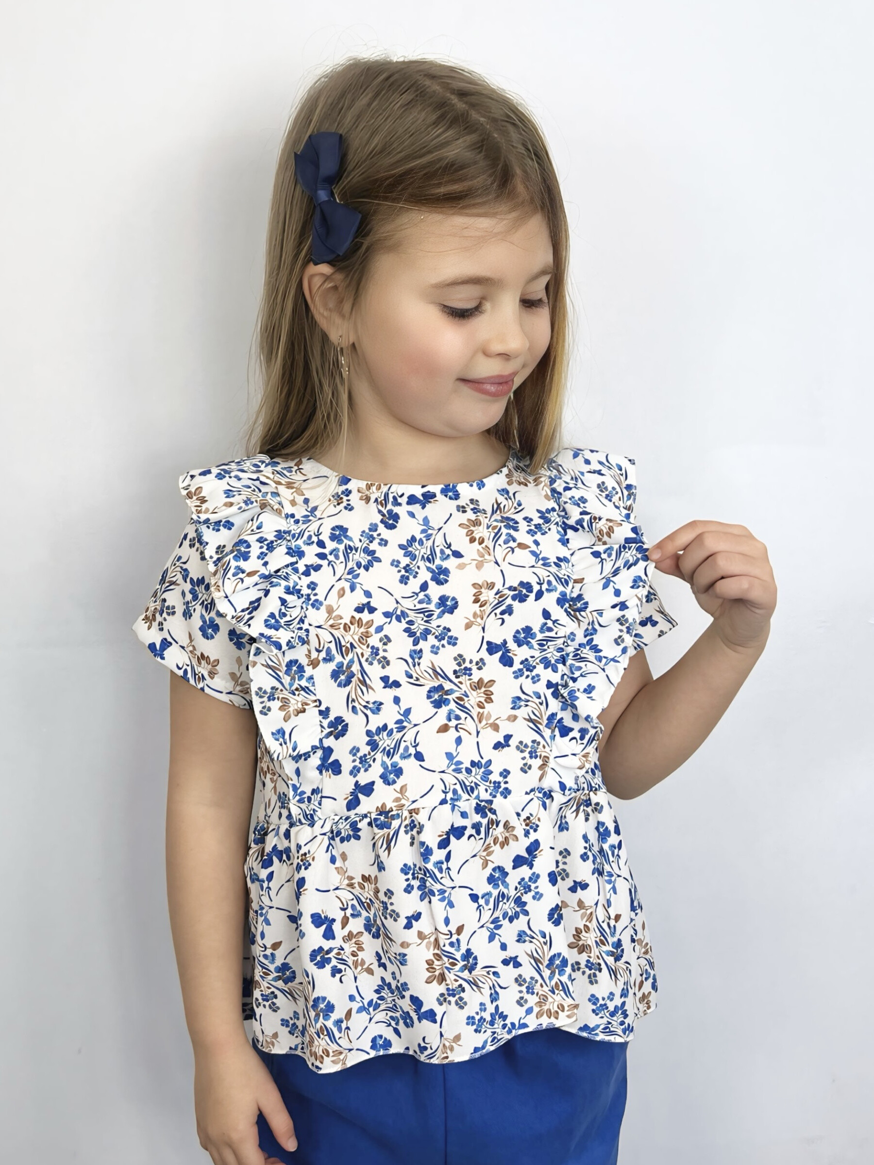 Mayorista Mini Mignon Paris - Top floral de manga corta con volantes para niña