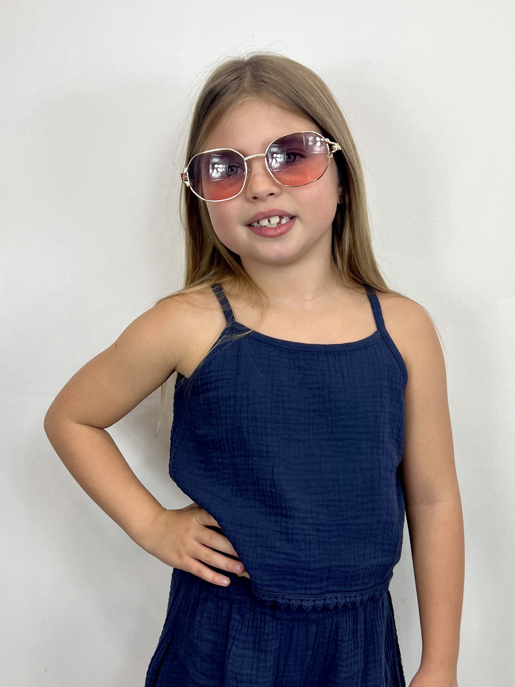 Wholesaler Mini Mignon Paris - Top in cotton gauze with border heart for girls