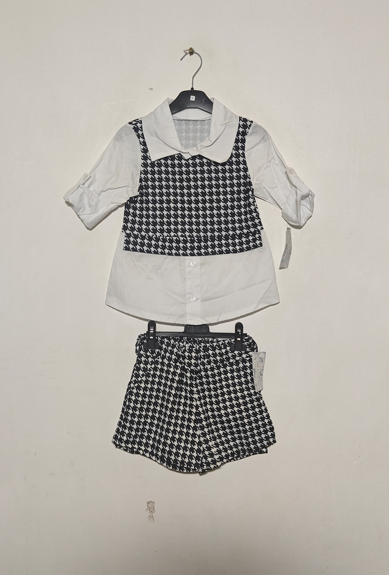 Großhändler Mini Pomme - Kariertes Hemd-Shorts-Set