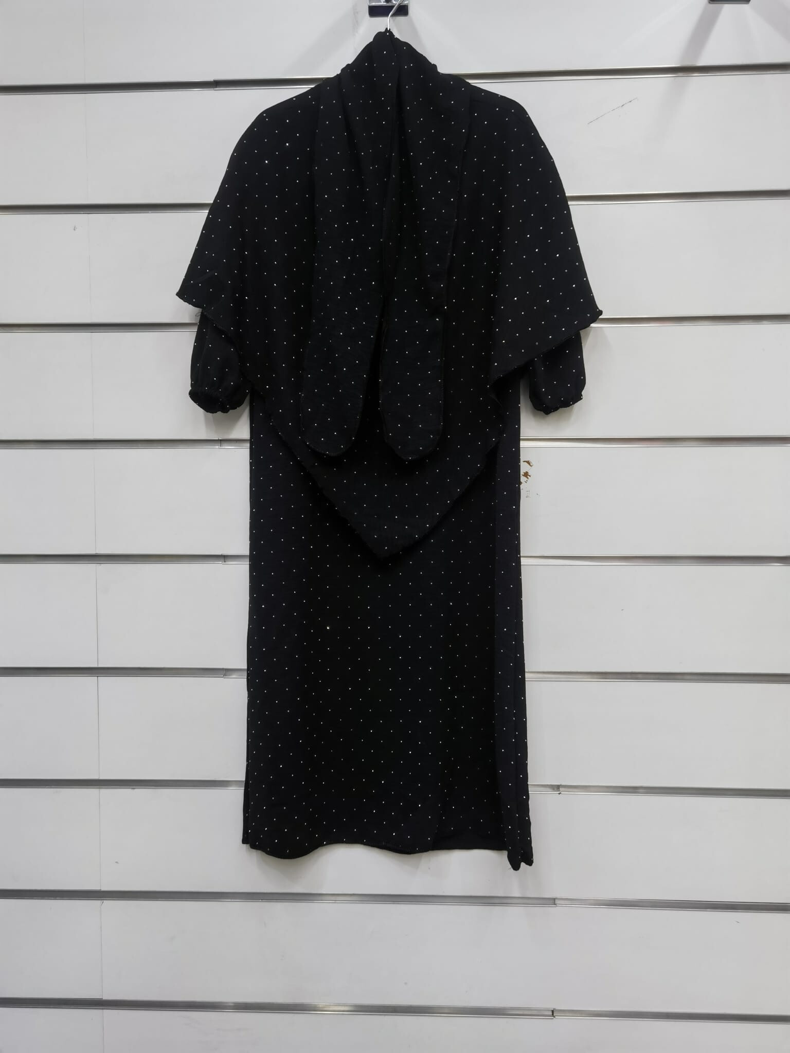 Wholesaler Mini Pomme - Abaya 2 rooms dress with khimar and rhinestones