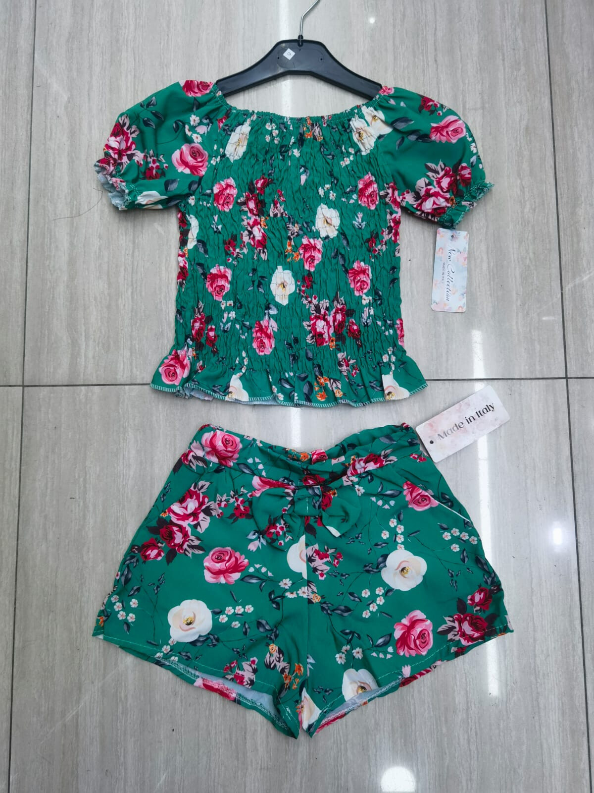Mayorista Mini Pomme - Top Flower Set y pantalones cortos con bolsillo