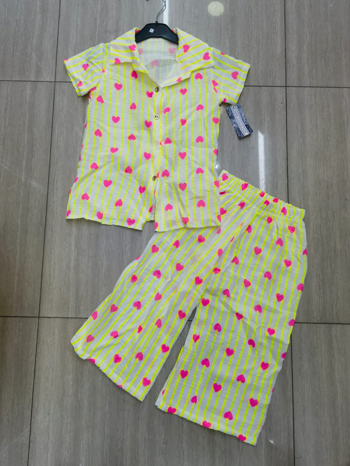 Wholesaler Mini Pomme - Lache shirt and pants set in cotton gauze