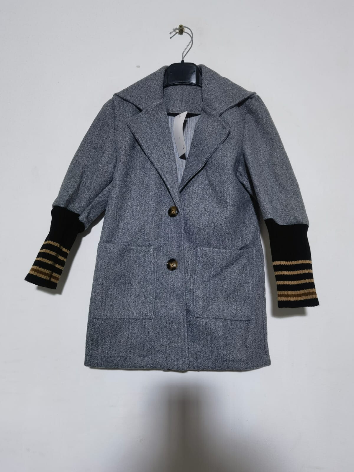 Wholesaler Mini Pomme - Splicing coat with suit collar and mamches with 2 pockets