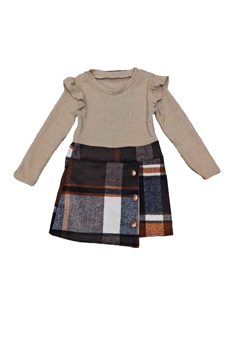 Wholesaler Mini Pomme - 3 button check dress for winter