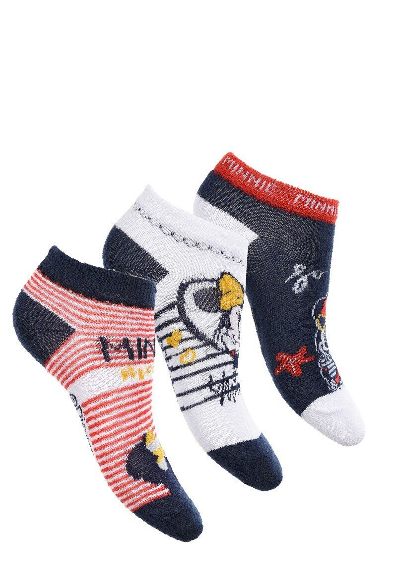 Grossiste Minnie - Pack 3 chaussettes basses minnie 55%co 25%pe