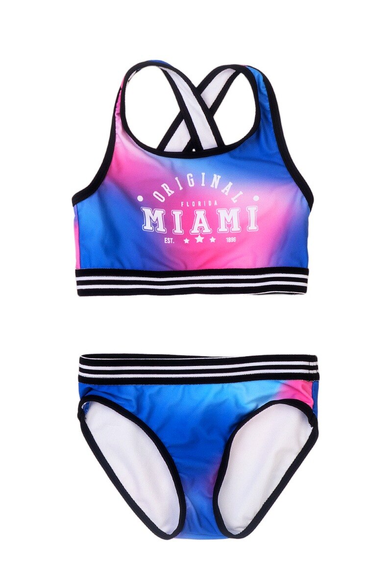 Wholesaler Minoti - Girls blue pink 2pc Miami bikini