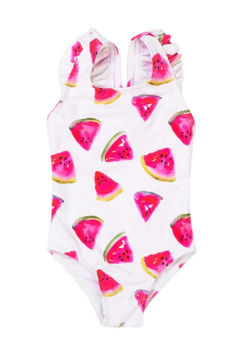 Wholesaler Minoti - GIRLS WHITE WATERMELON AOP SWIMSUIT TG SWIM 27 MINOTI