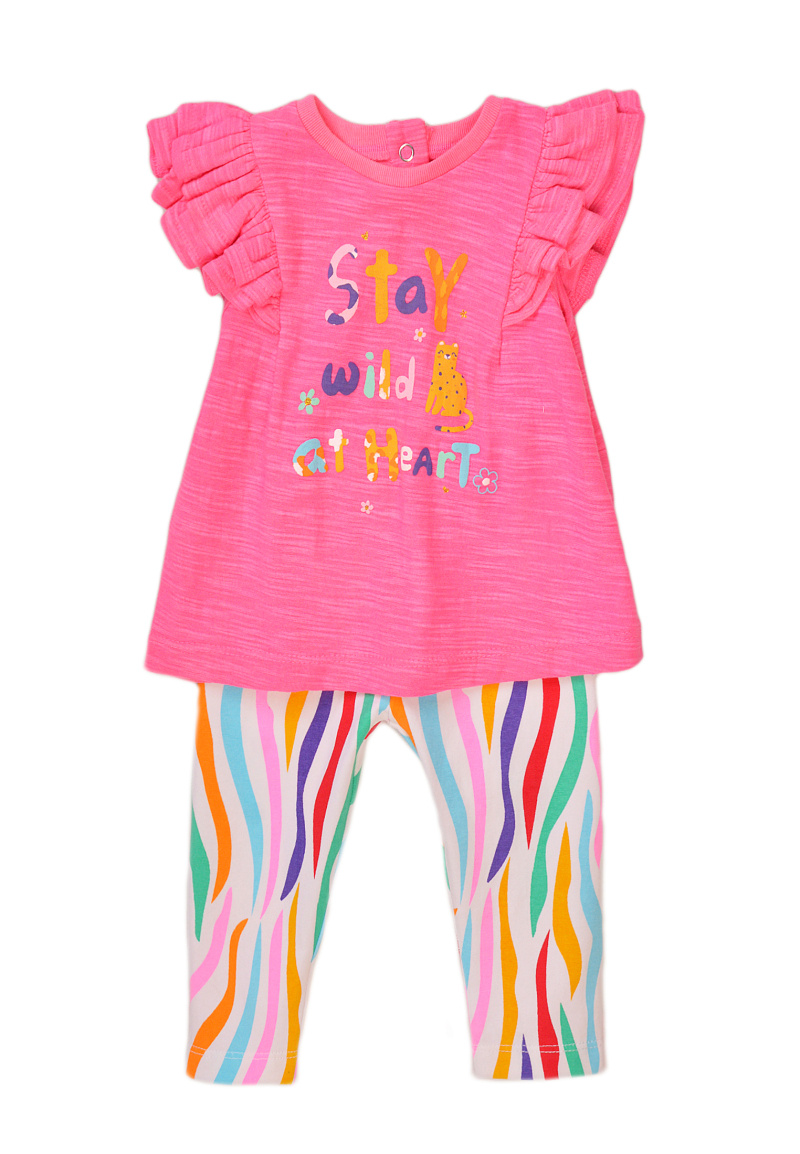 Grossista Minoti - Set maglietta stampata colori + leggings (RIGHE 4) MINOTI
