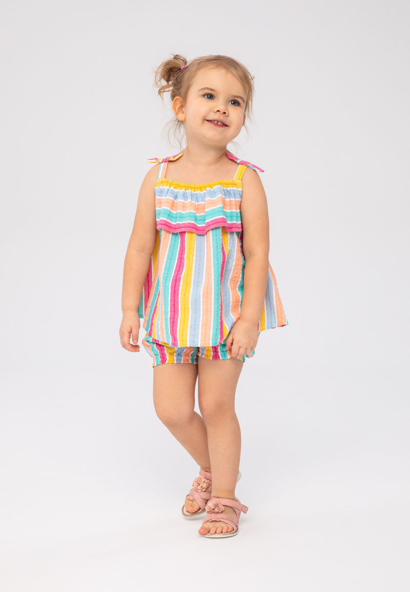 Mayorista Minoti - Conjunto bebé niña top tirantes + short rayas (PINEAPPLE 7) MINOTI