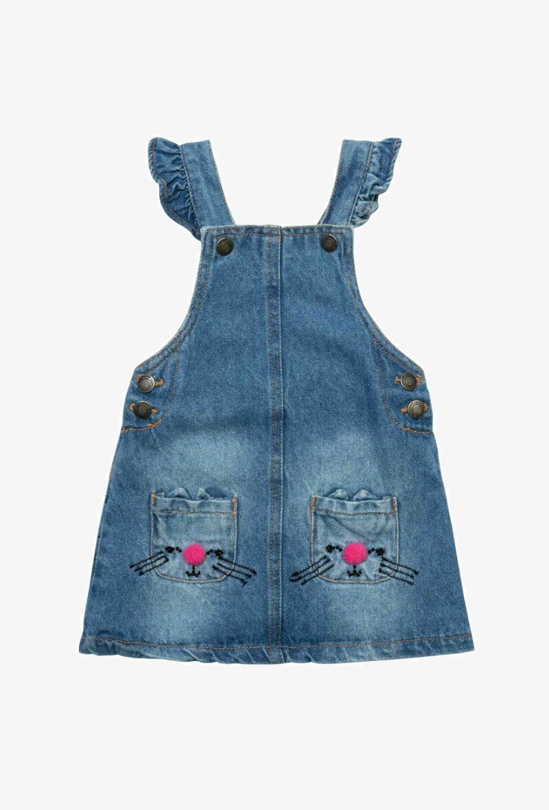Grossiste Minoti - Robe salopette en denim avec broderies MINOTI (Purrfect 5)