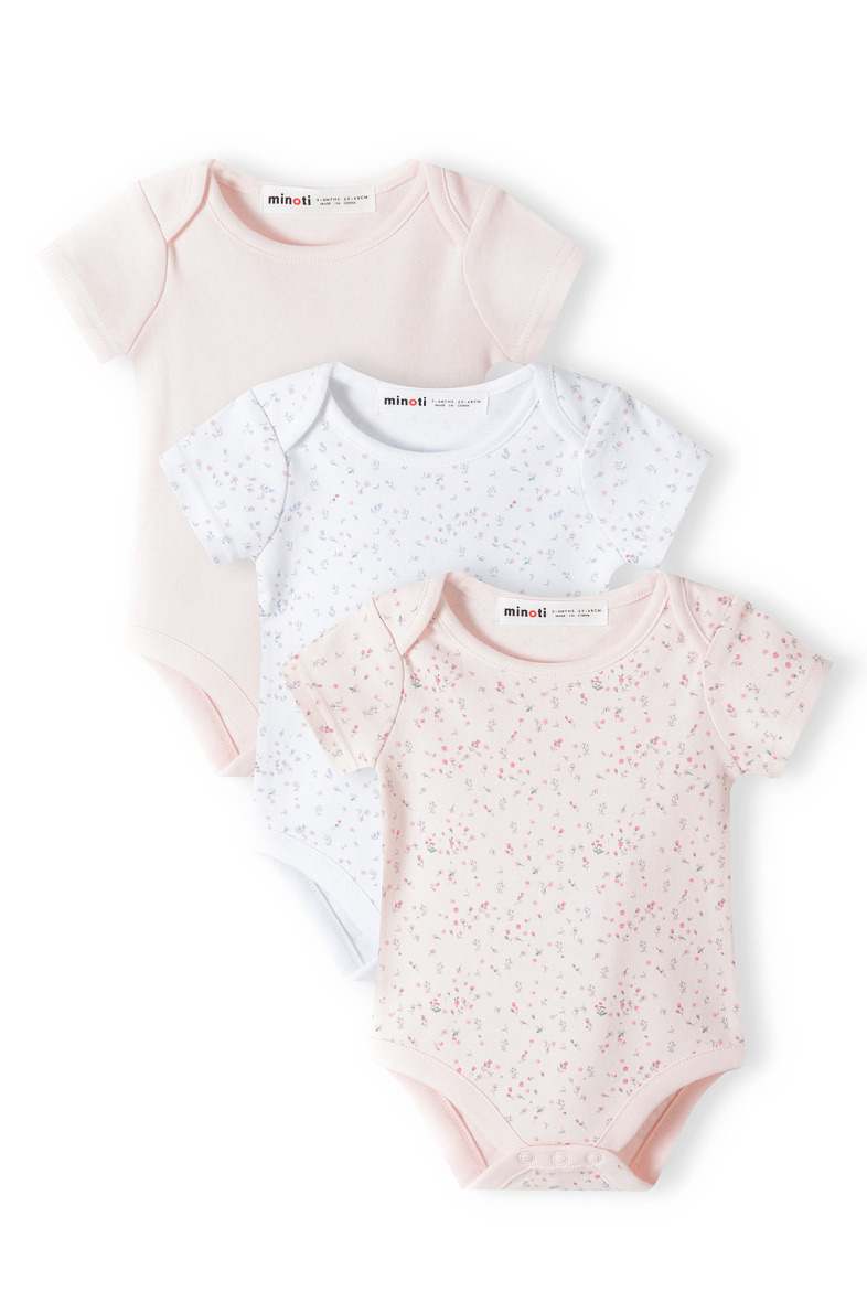 Grossiste Minoti - Lot de 3 bodies blancs et roses (14BABYBASIC 2) MINOTI