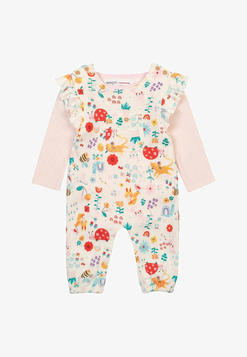 Wholesaler Minoti - 2PC DUNGAREE & STRIPE BODYSUIT SET (GARDEN 6) 0*12M MINOTI