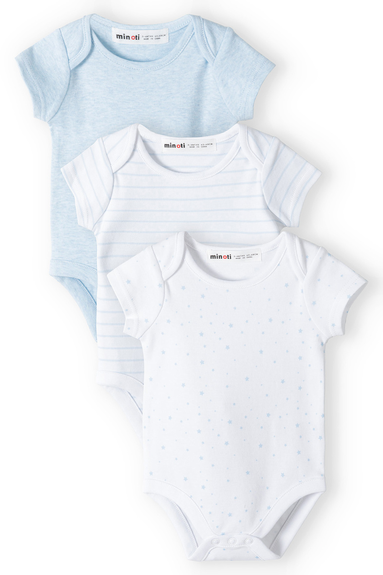 Grossiste Minoti - Lot de 3 bodies blancs et bleus (13BABYBASIC 8) MINOTI