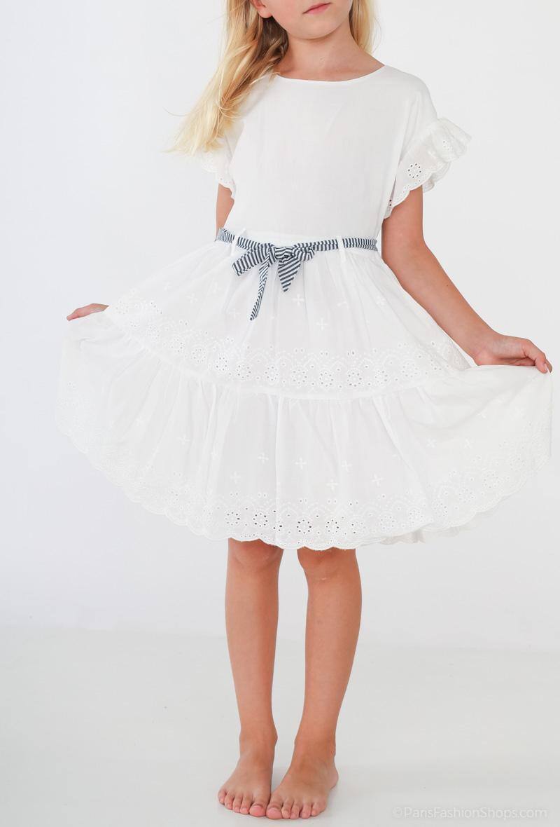Grossiste Minoti - Robe broderie anglaise ceinture rayee MINOTI (SHERBET 8)