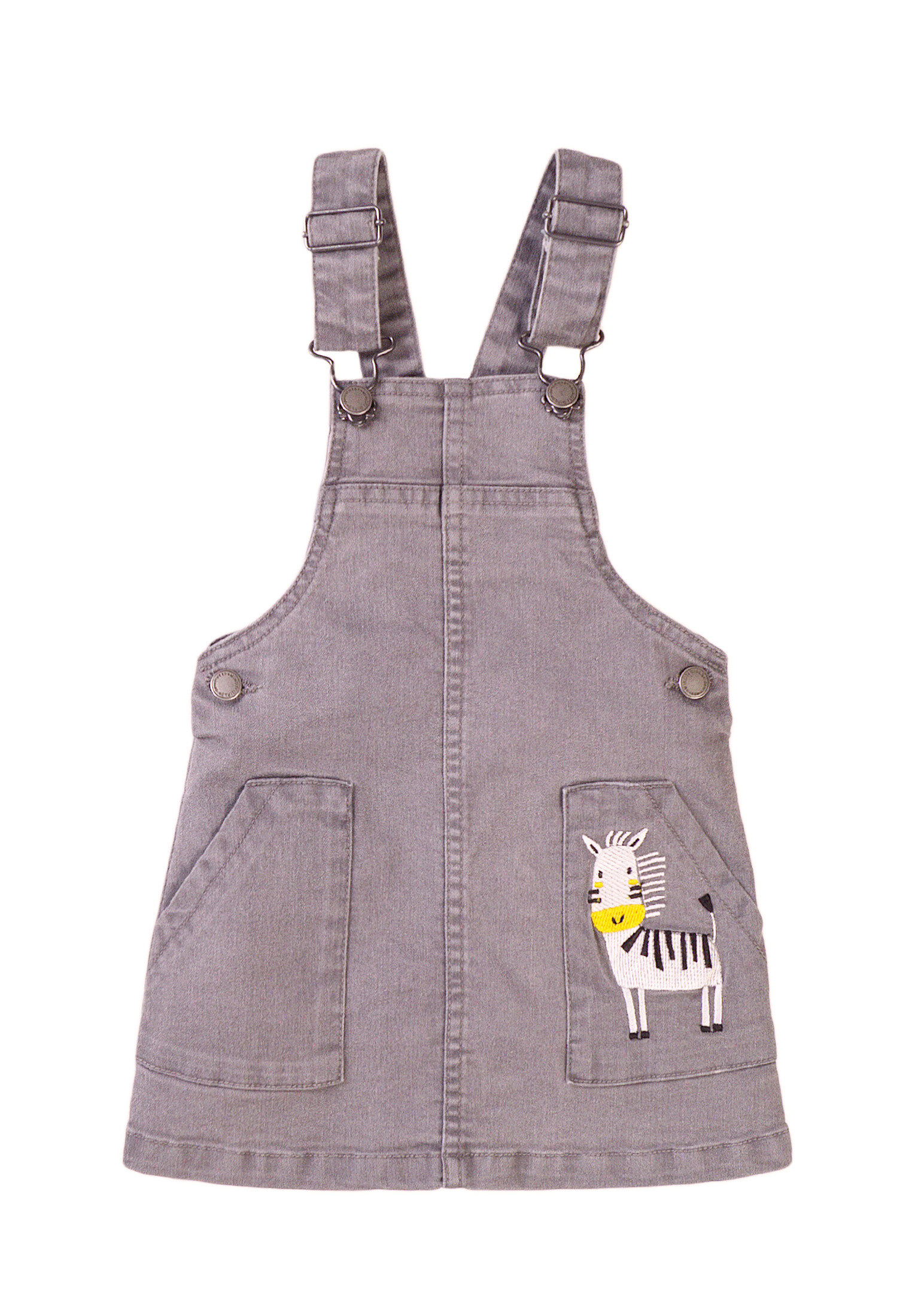 Grossiste Minoti - ROBE SALOPETTE EN DENIM GRIS AVEC BRODERIE (ZEBRA 5) 12M*3Y MINOTI