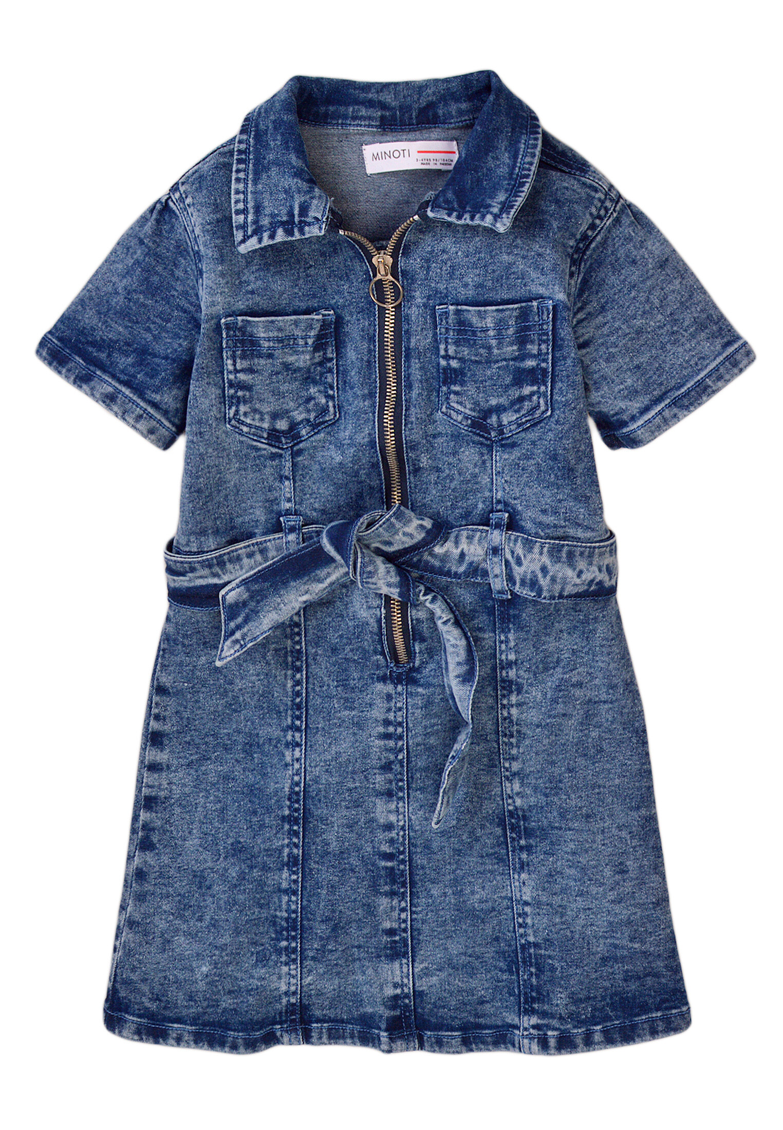 Grossiste Minoti - ROBE EN JEAN DÉLAVÉE COUPE TRAPÈZE (NOIR 1) 8*14Y MINOTI