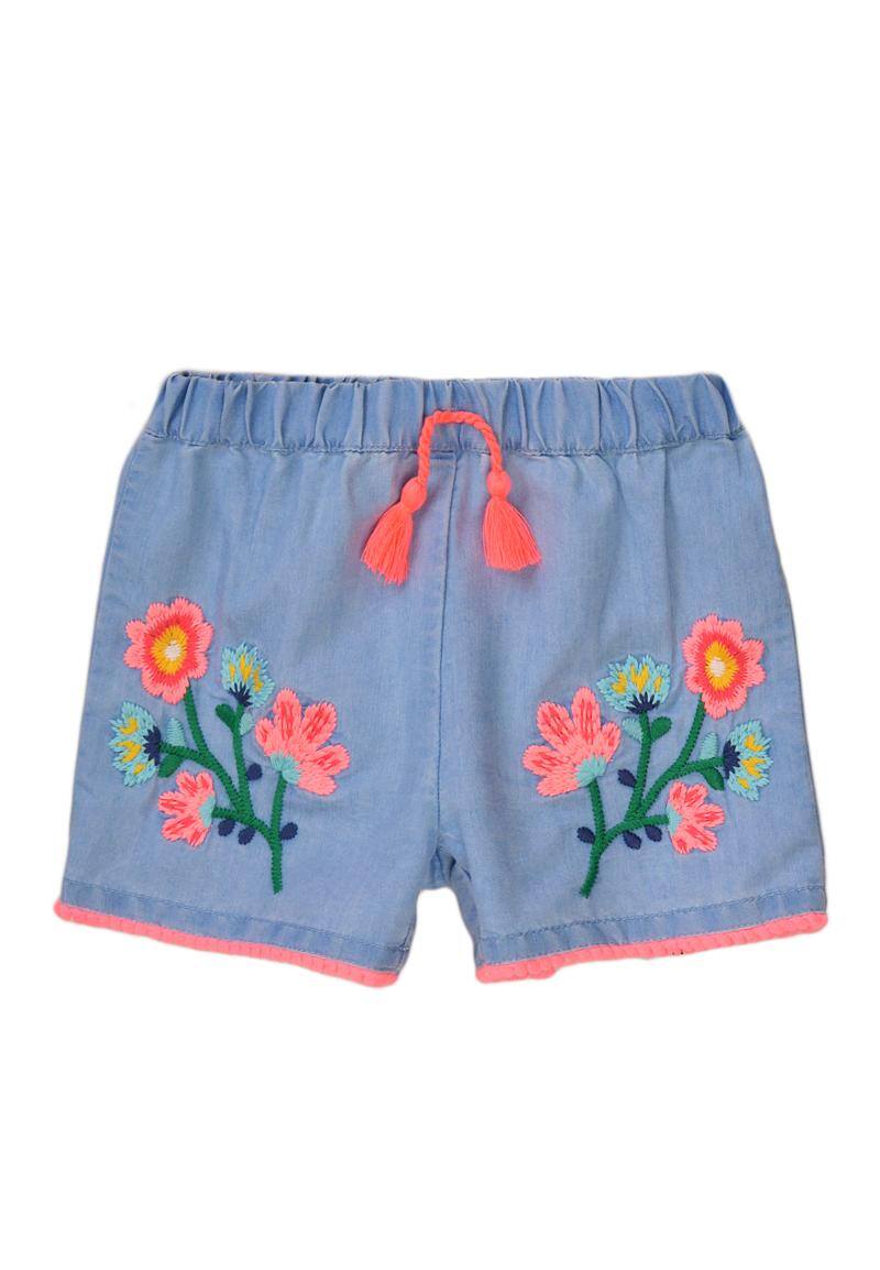 Großhändler Minoti - Melone 6 bestickte Chambray-Shorts MINOTI F3/8 Jahre