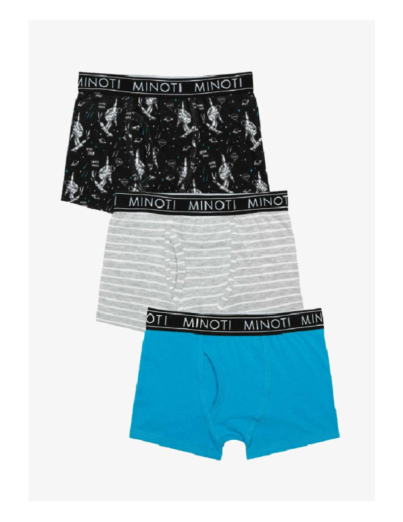 Großhändler Minoti - Packung mit 3 blauen Boxershorts mit Weltraummuster (9B BRIEF 11)