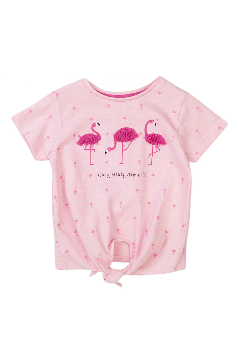 Großhändler Minoti - Sunshine 3 Kurzarm-T-Shirt mit rosafarbenem Flammfell MINOTI F3/8ans
