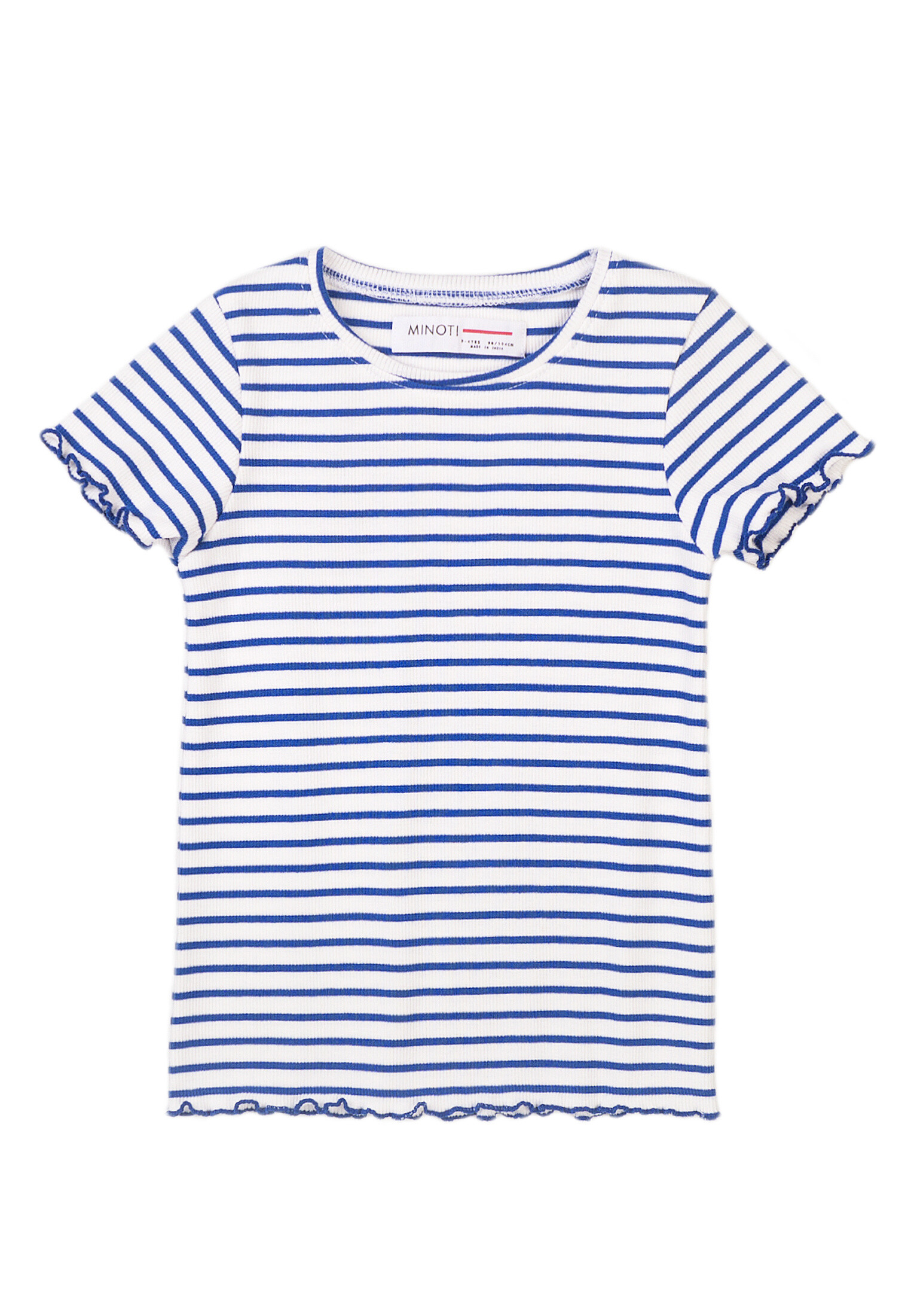 Wholesaler Minoti - GIRL WHITE BLUE STRIPE BASIC RIB TEE 10RIB 5 MINOTI