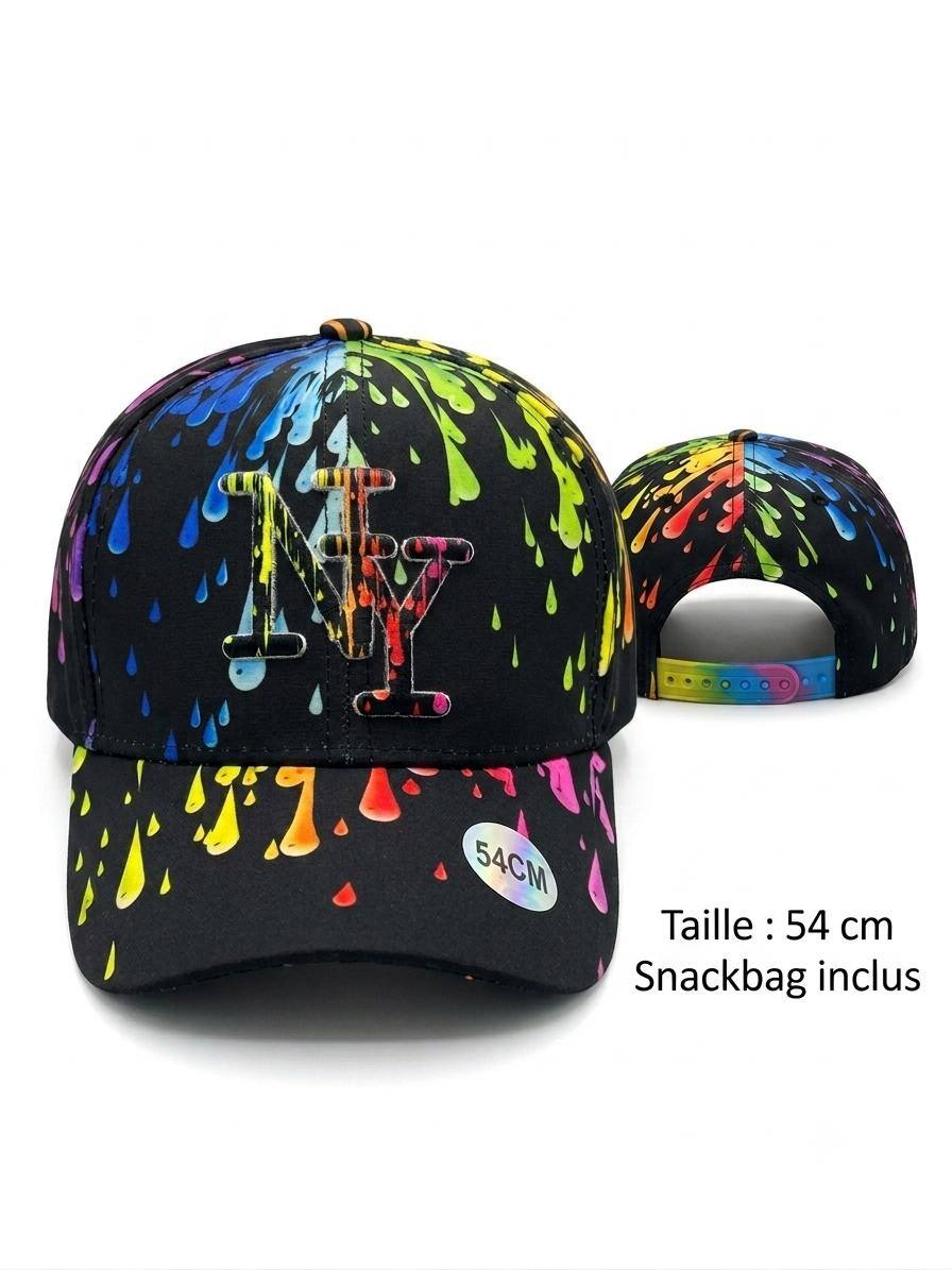 Grossiste NY - Casquette NY enfant goutte multicolore noir