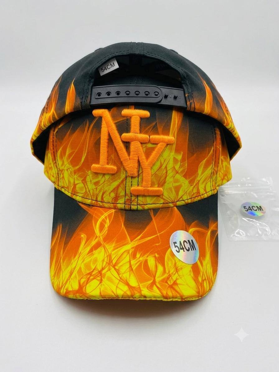 Grossiste NY - Casquette NY enfant noir orange feu