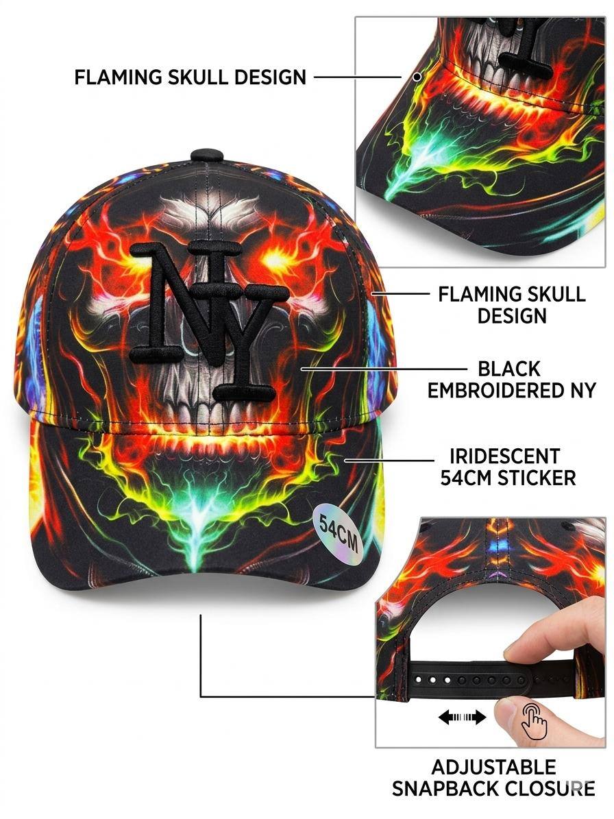 Grossiste NY - Casquette NY enfant tête de mort yeux feu
