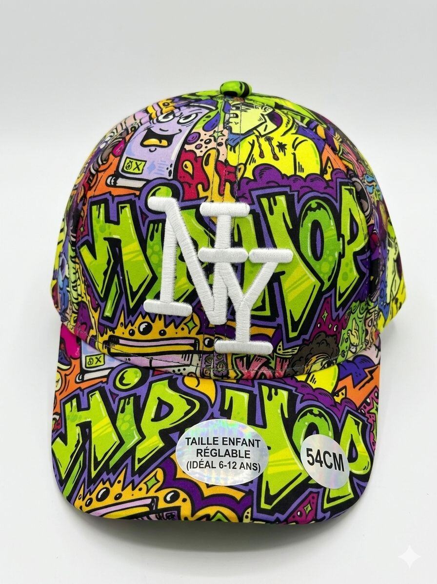 Wholesaler NY - NY cap with black and green comic strip design