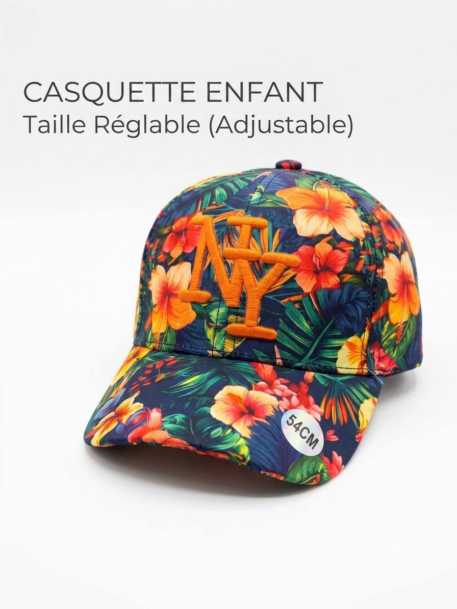 Grossiste NY - Casquette NY enfant fleur orange logo orange