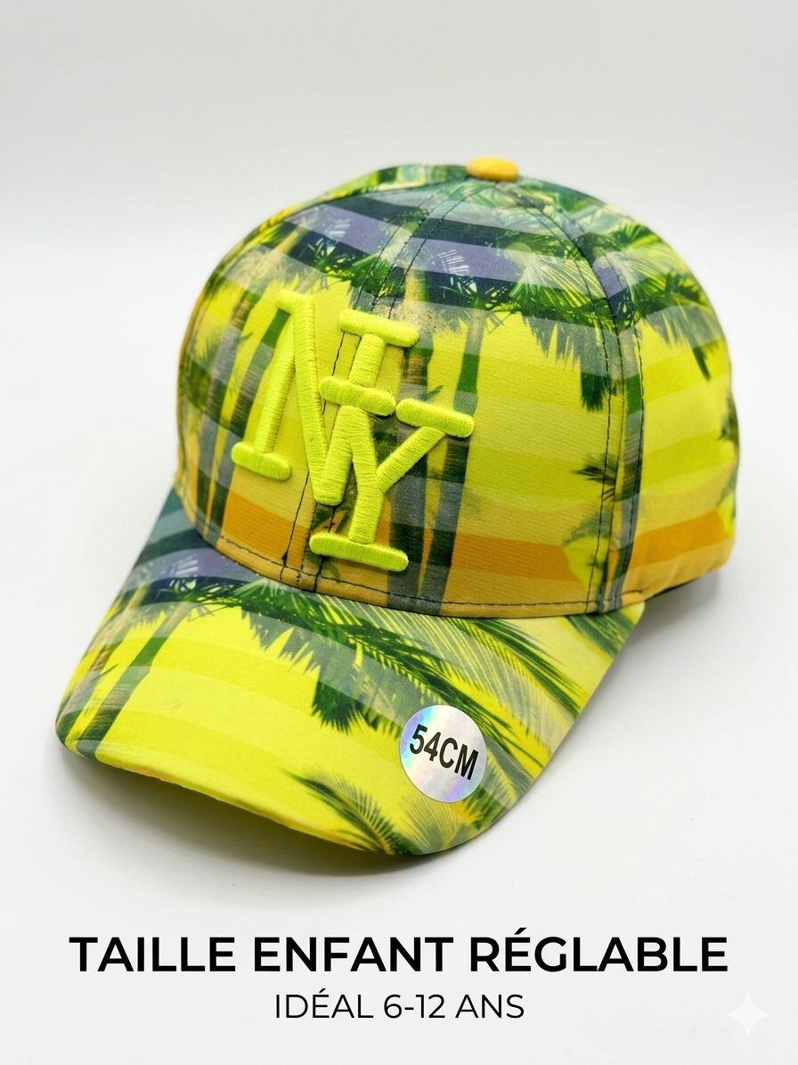 Wholesaler NY - Kids' NY cap with palm tree and yellow stripe