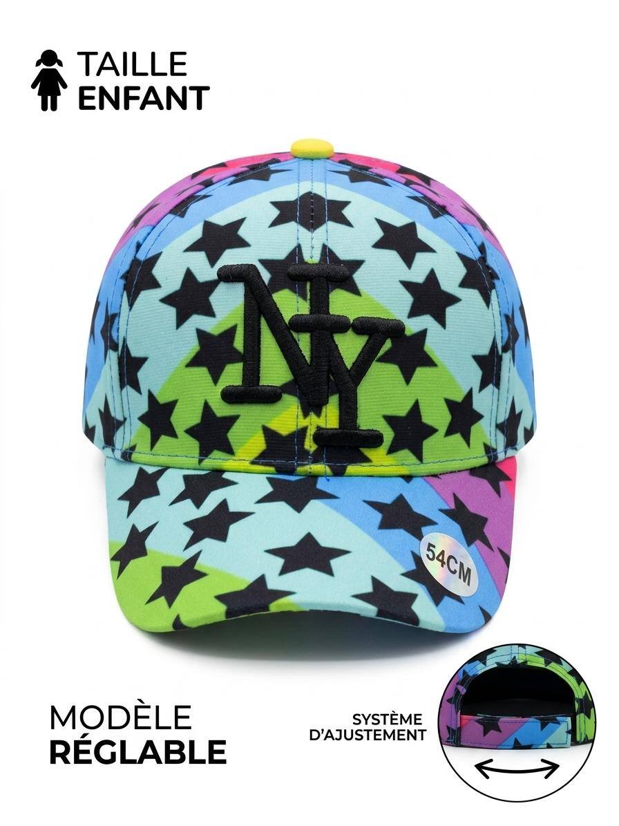 Grossiste NY - Casquette NY enfant étoile arc en ciel étoile noir