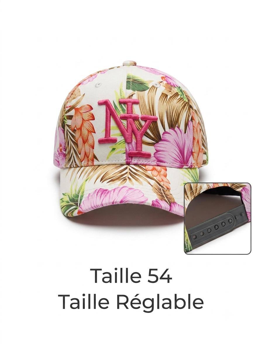 Grossiste NY - Casquette NY enfant fleur hawai rose